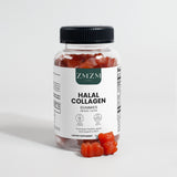 Bottle of ZMZM Halal Collagen Gummies on a white background