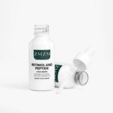 ZMZM Labs Retinol and Peptide Face Serum bottle with dropper on a white background
