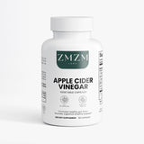 Bottle of ZMZM Labs Apple Cider Vinegar capsules on a white background