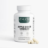 Bottle of ZMZM Labs Apple Cider Vinegar capsules on a white background