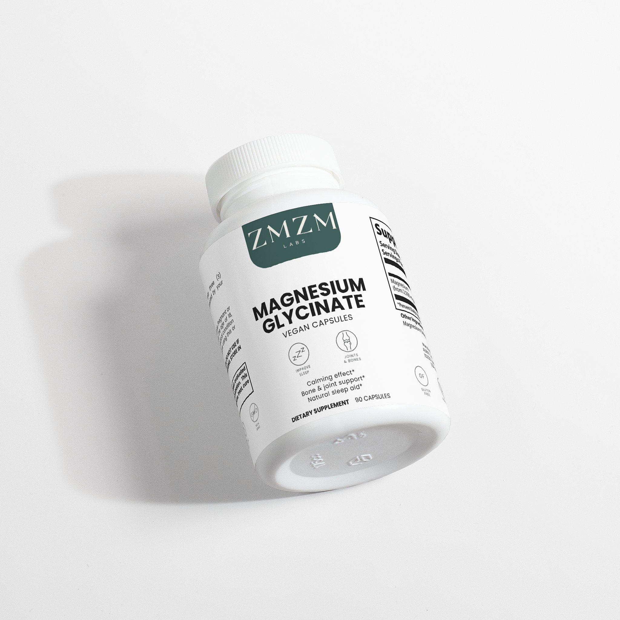 ZMZM Labs Magnesium Glycinate supplement bottle on a white background