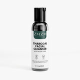 Bottle of ZMZM Labs Charcoal Facial Cleanser with Aloe Vera on a white background