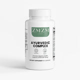 Supplement bottle labeled ZMZM Labs Ayurvedic Complex on a white background
