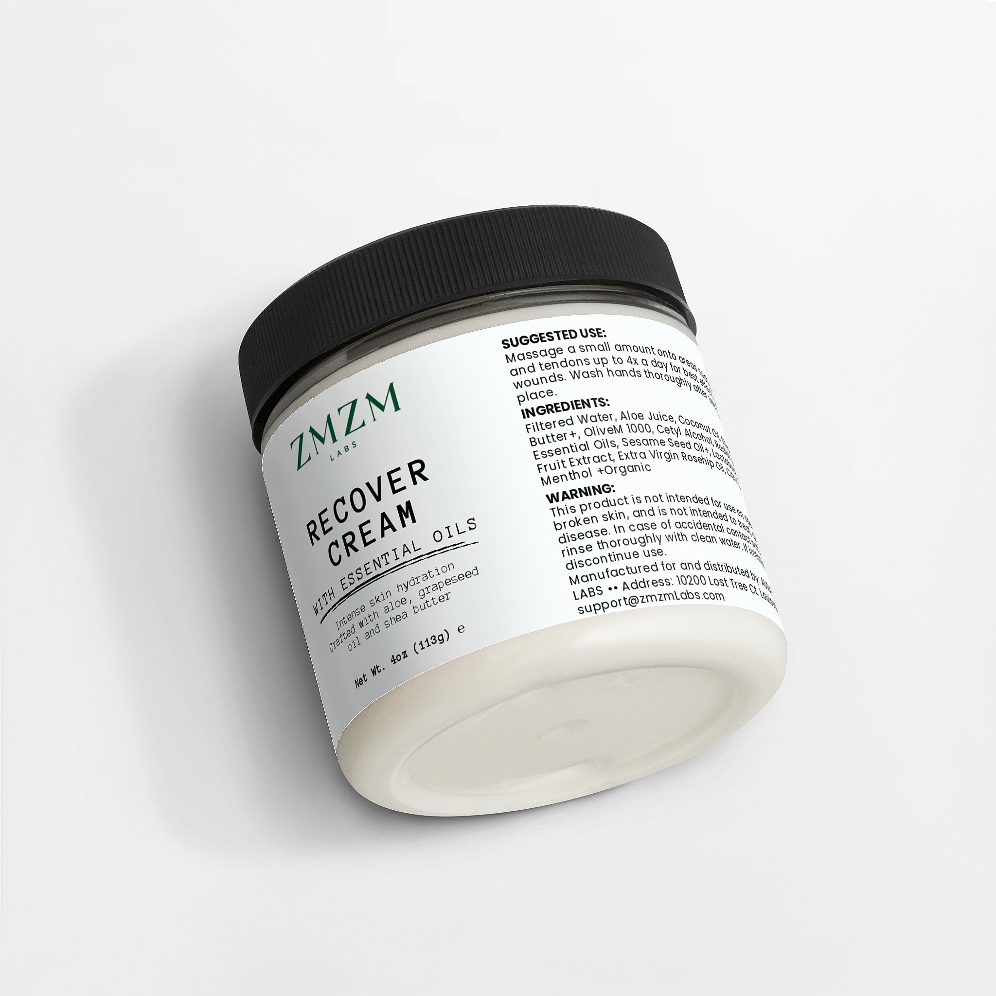 ZMZM Labs Soothe Aloe Recovery Cream — in-use shot