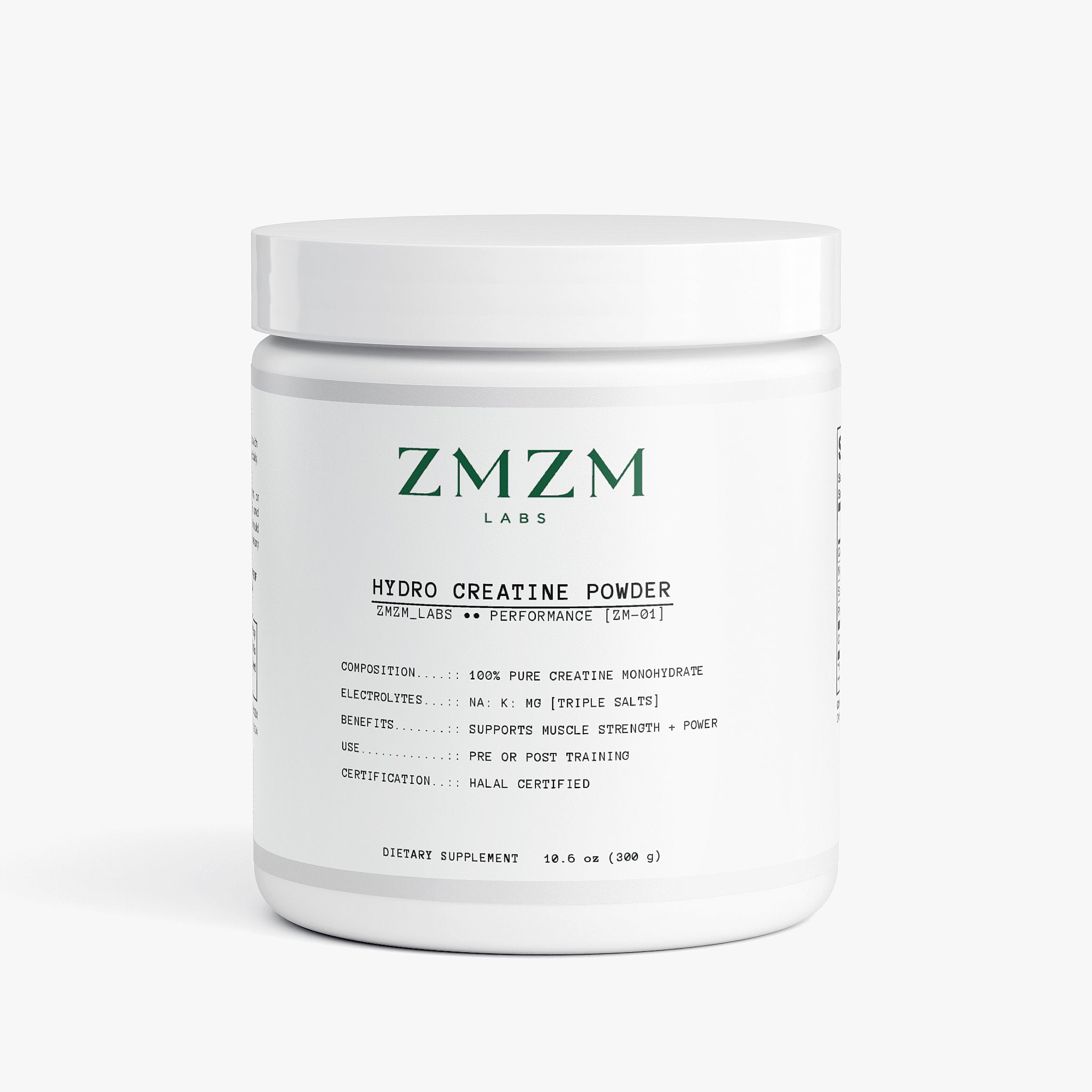 ZMZM Labs Strength + Hydration Creatine — halal creatine monohydrate with electrolytes