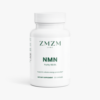 ZMZM Labs NMN supplement bottle — halal NAD precursor for energy and longevity, gluten-free