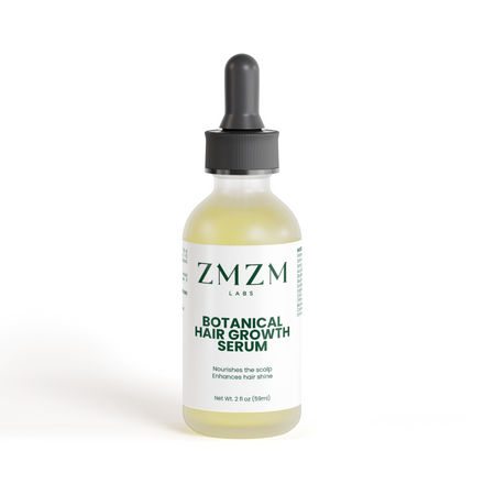 ZMZM Labs Botanical Hair Growth Serum bottle — halal vegan scalp serum, alcohol-free