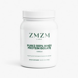 ZMZM Labs Pure3 Whey Protein Isolate Vanilla tub — halal three-ingredient whey isolate, 19g protein per scoop